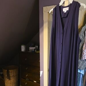 Purple/blue Sleeveless Button-Down Dress